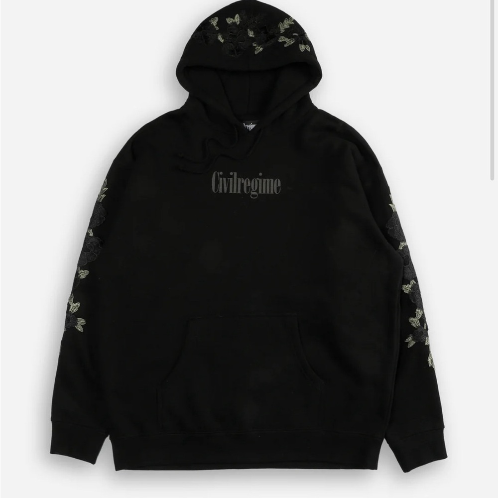Civil Regime (Black) Roses Oversized Cozy Hoodie in Black